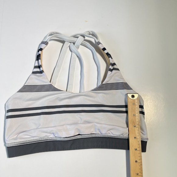 Lululemon Energy Sports Bra Low Impact White & Grey Stripes - Picture 7 of 8